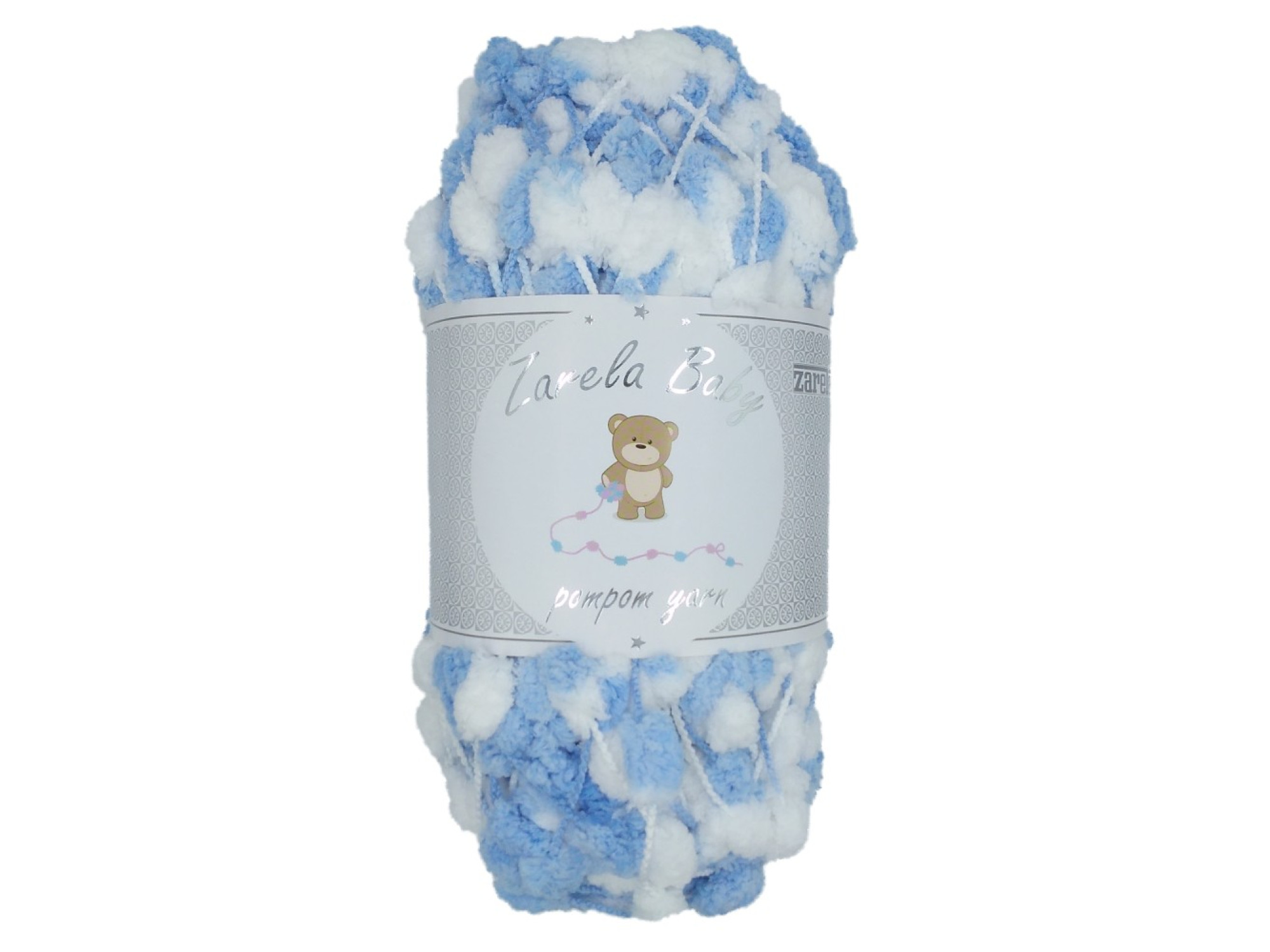 Zarela Baby Pom Pom Yarn 200g 05 WhiteBlue